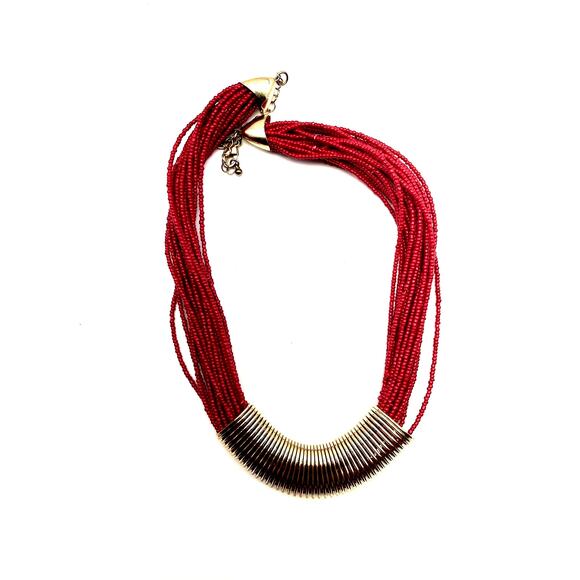 Vintage Charming Charlie Necklace Silver Tone Seed Bead Multi Strand Glass B#8 - Picture 8 of 8